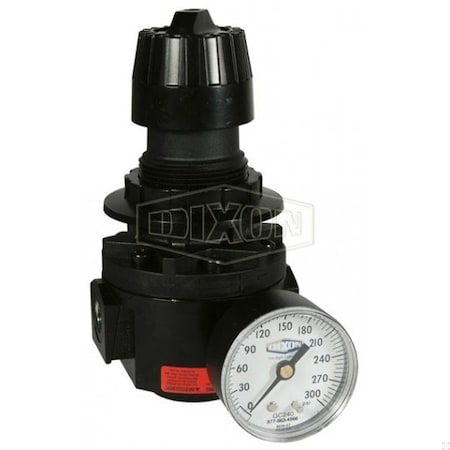 Dixon Wilkerson by High Pressure Self-Relieving Standard Regulator with GC240 Gauge, 148 SCFM Flow Rate R26-03RHG